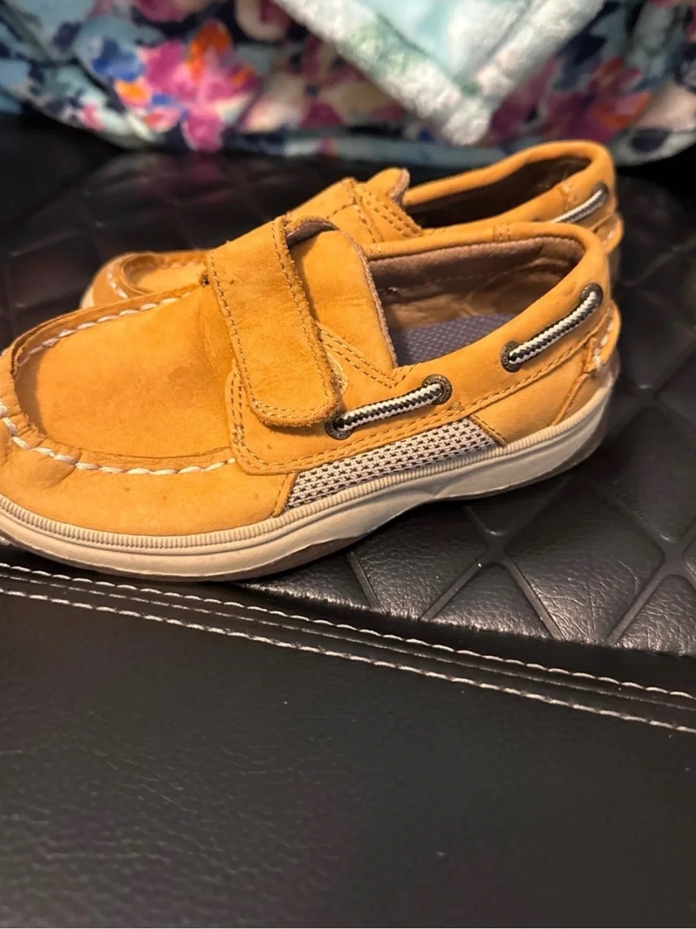 Sperry Kids Tan Hook-and-Loop Boat Shoes